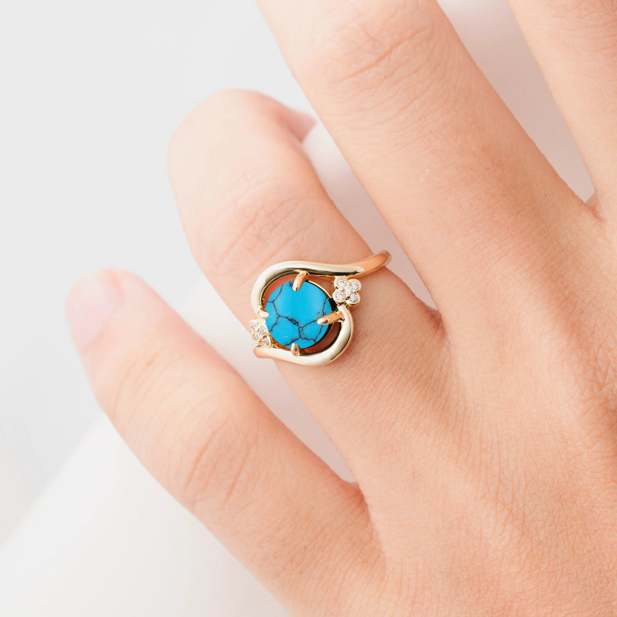 Classic Round Cut Turquoise Engagement Ring