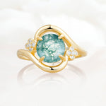 SR19482 Moss Agate Ring - Yellow-Gold