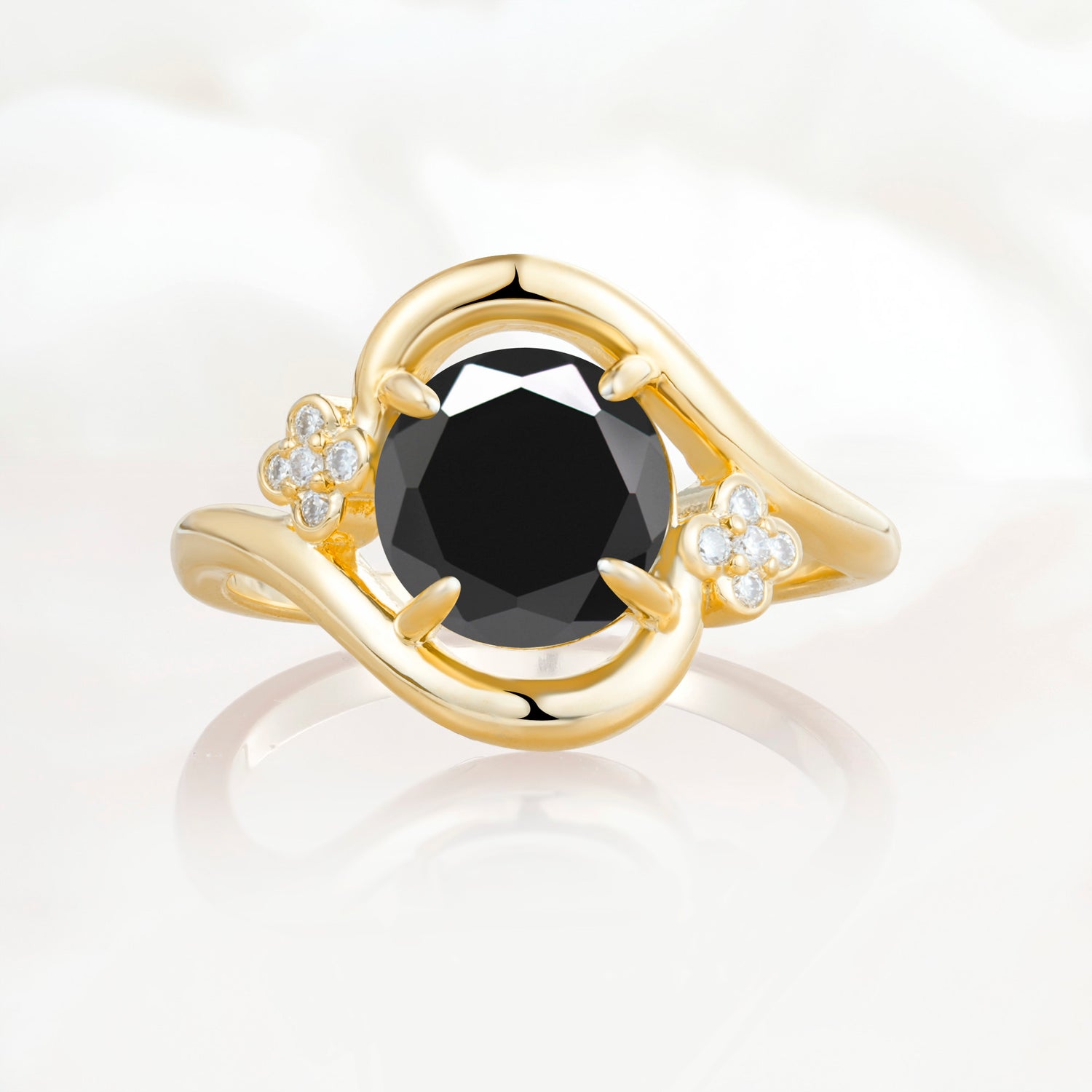SR19482 Black Onyx Ring - Yellow-Gold