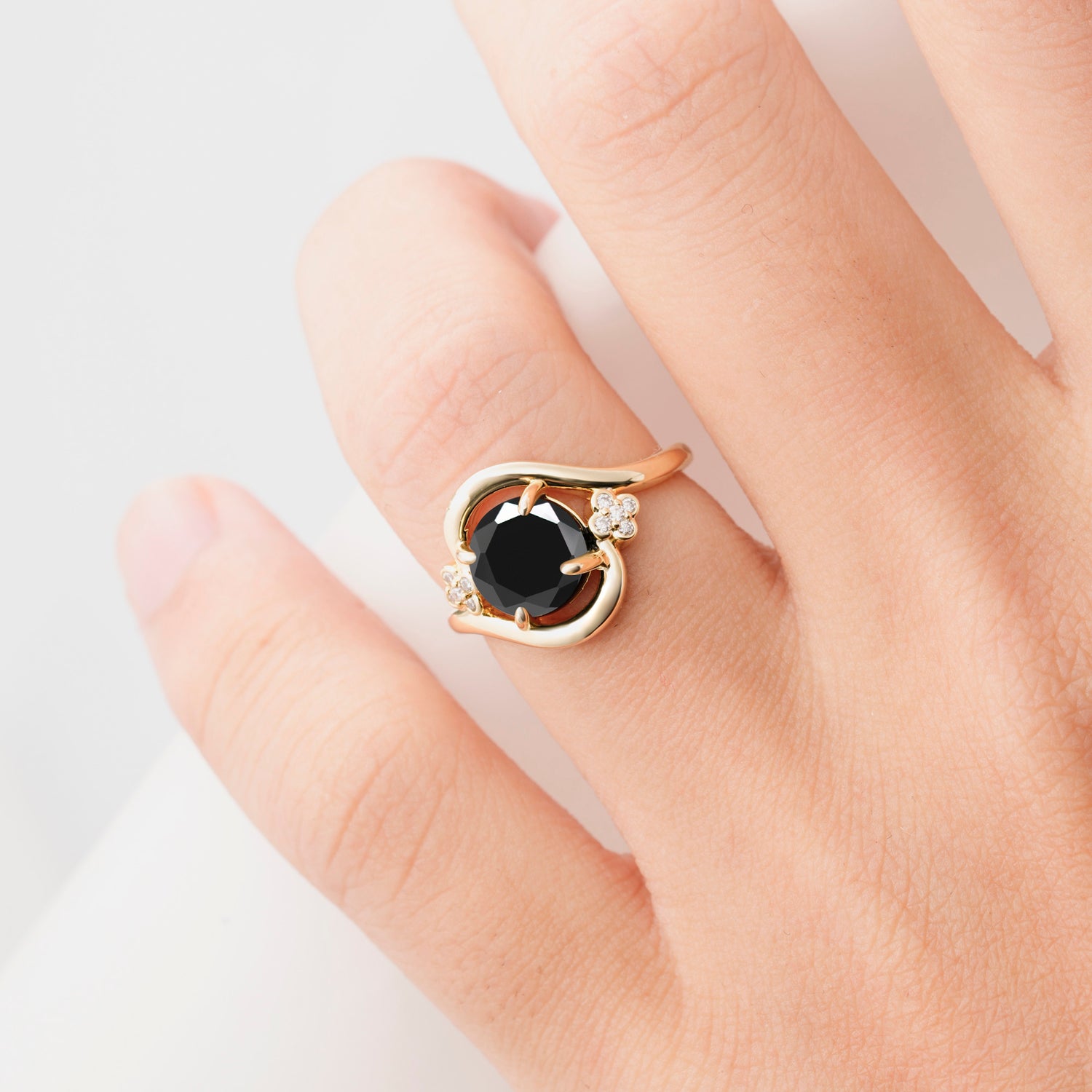 SR19482 Black Onyx Ring - Rose-Gold