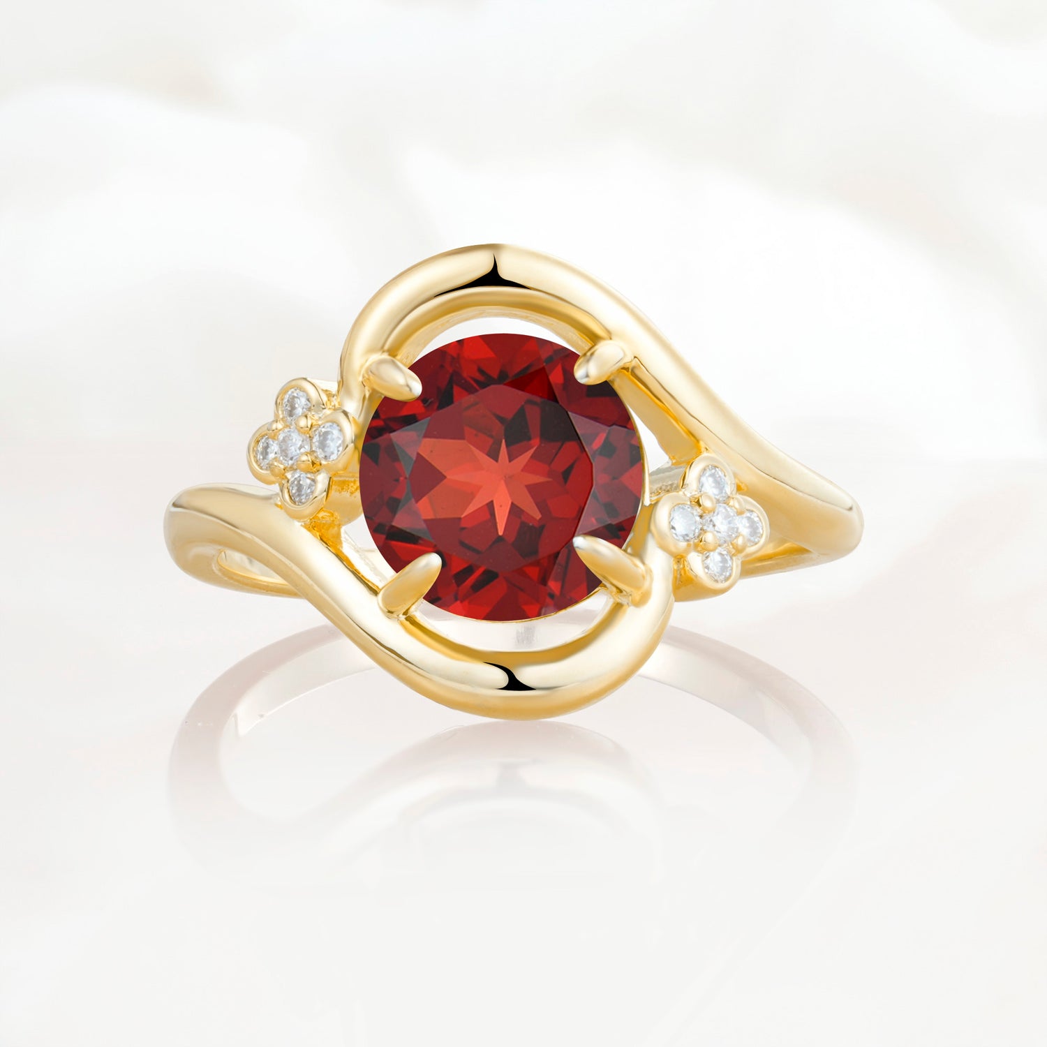 SR19482 Garnet Ring - Yellow-Gold