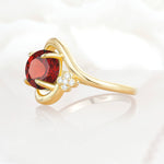 SR19482 Garnet Ring - White-Gold