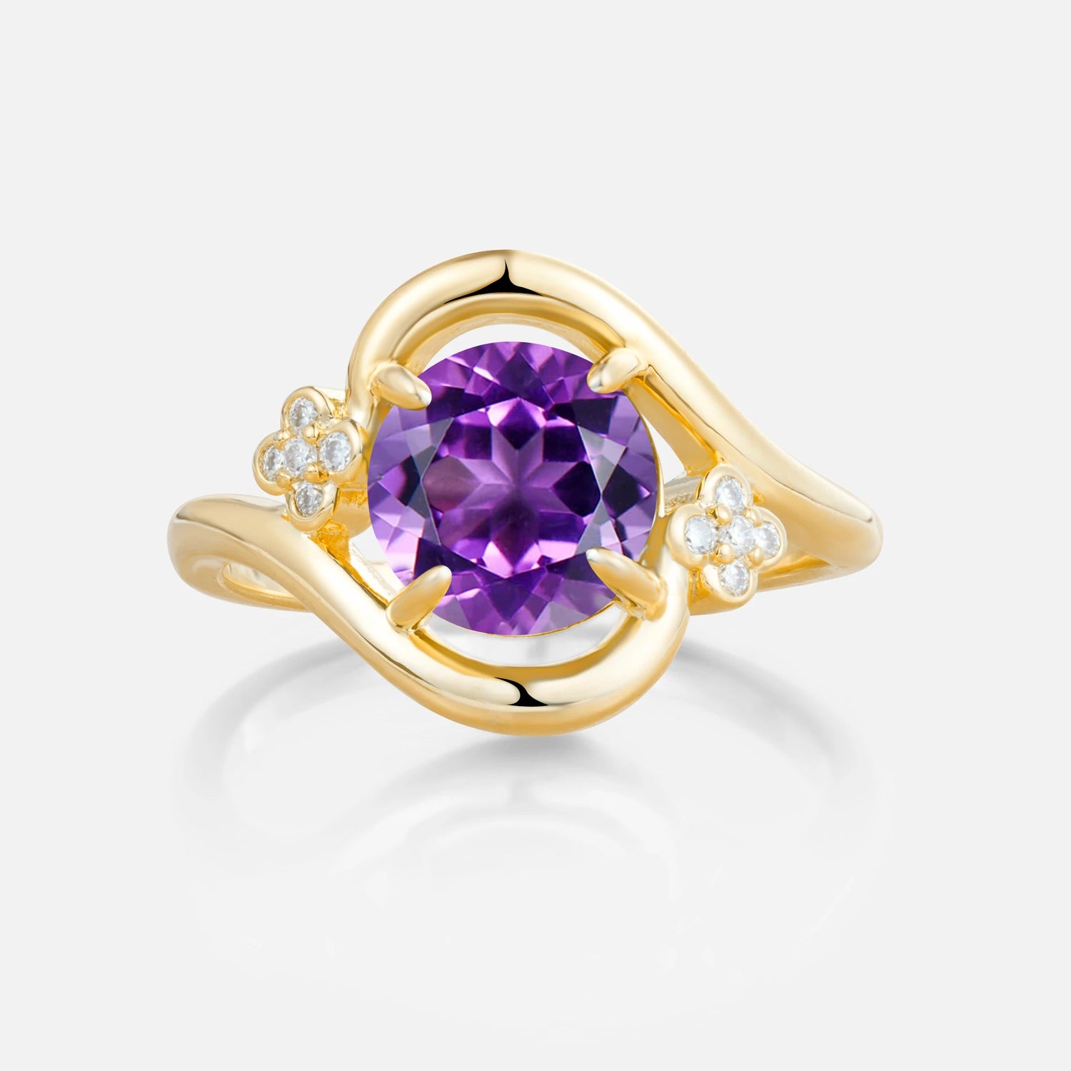 Luxurious And Creative Round Cut Amethyst Engagement Ring