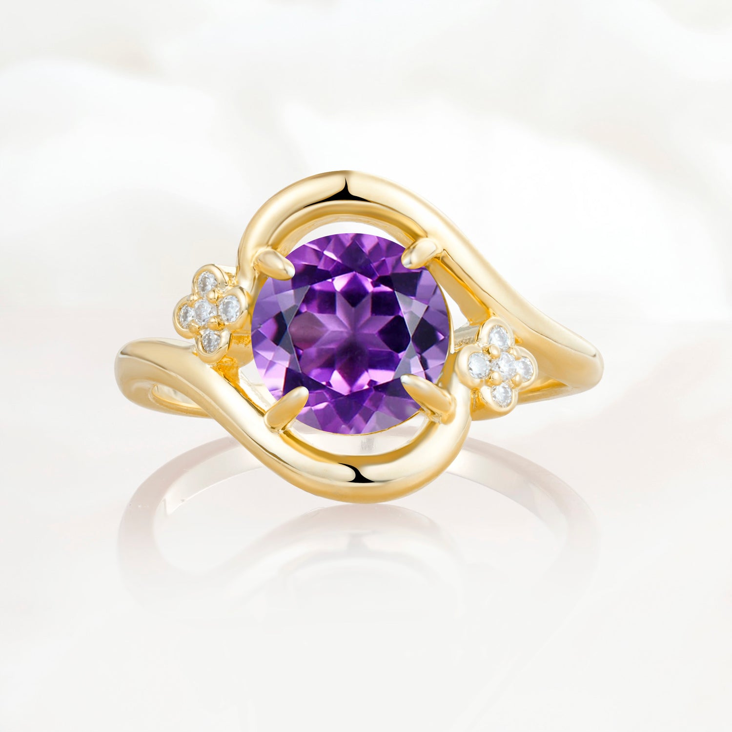 Luxurious And Creative Round Cut Amethyst Engagement Ring