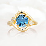 SR19482 Aquamarine Ring - Yellow-Gold