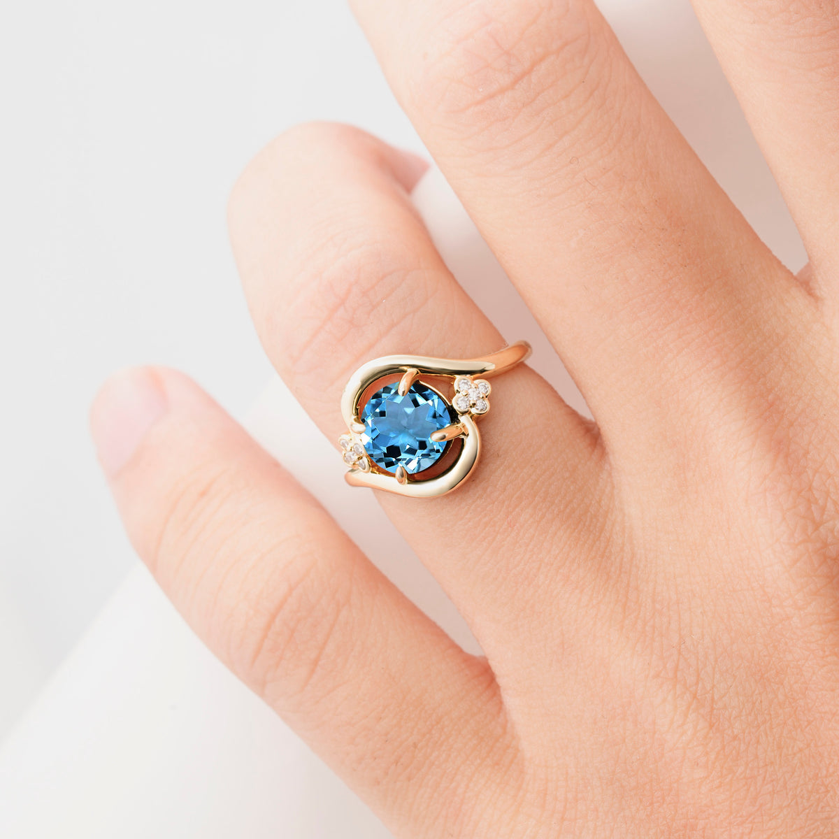 SR19482 Aquamarine Ring - Rose-Gold