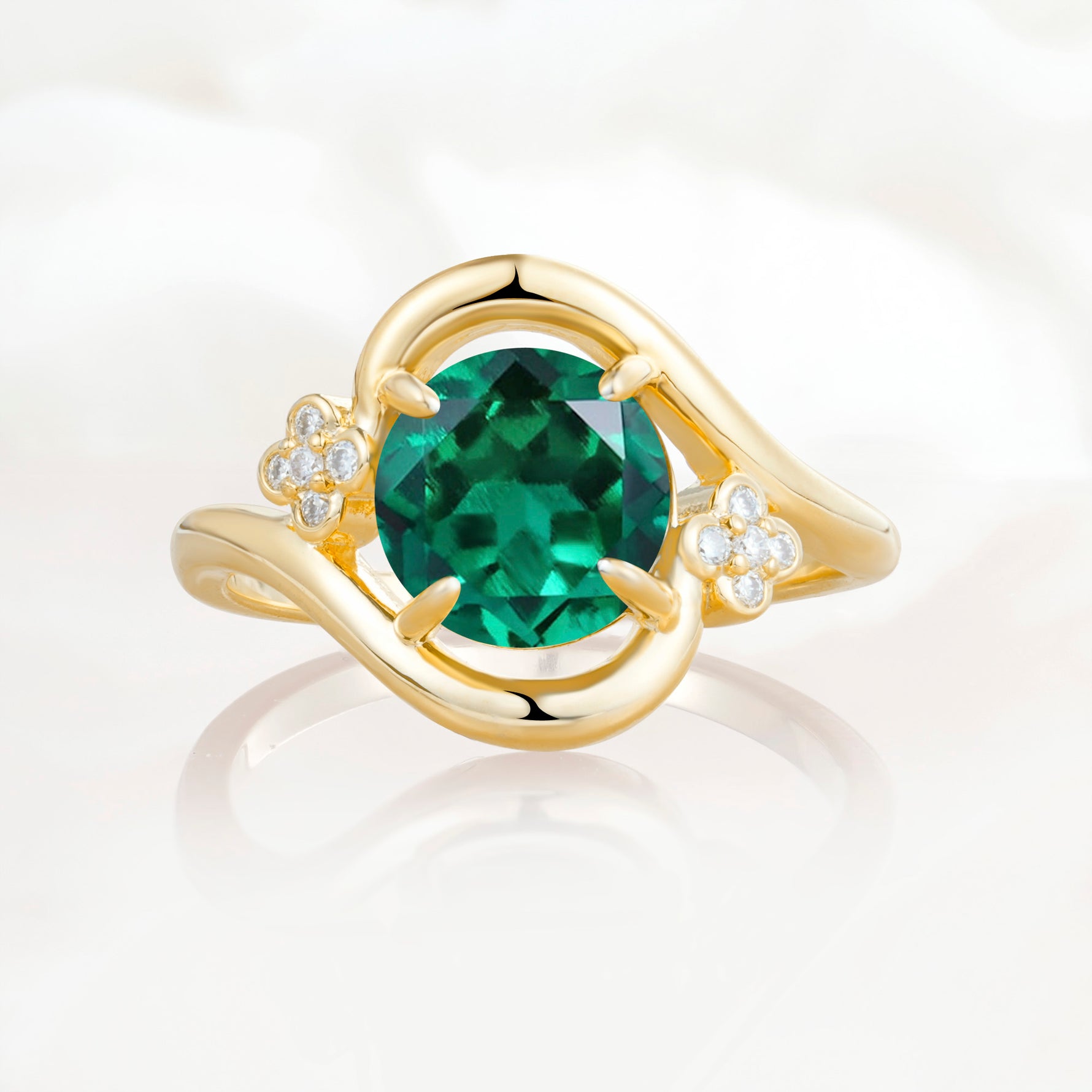 SR19482 Emerald Ring - Yellow-Gold