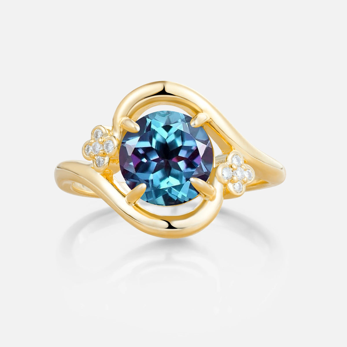 Luxurious And Creative Round Cut Alexandrite Engagement Ring