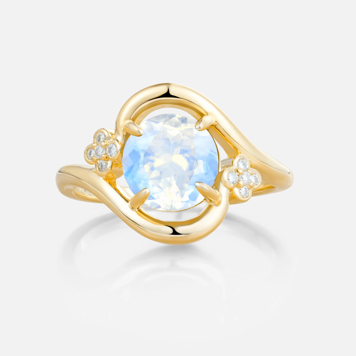 Classic Round Cut Moonstone Engagement Ring
