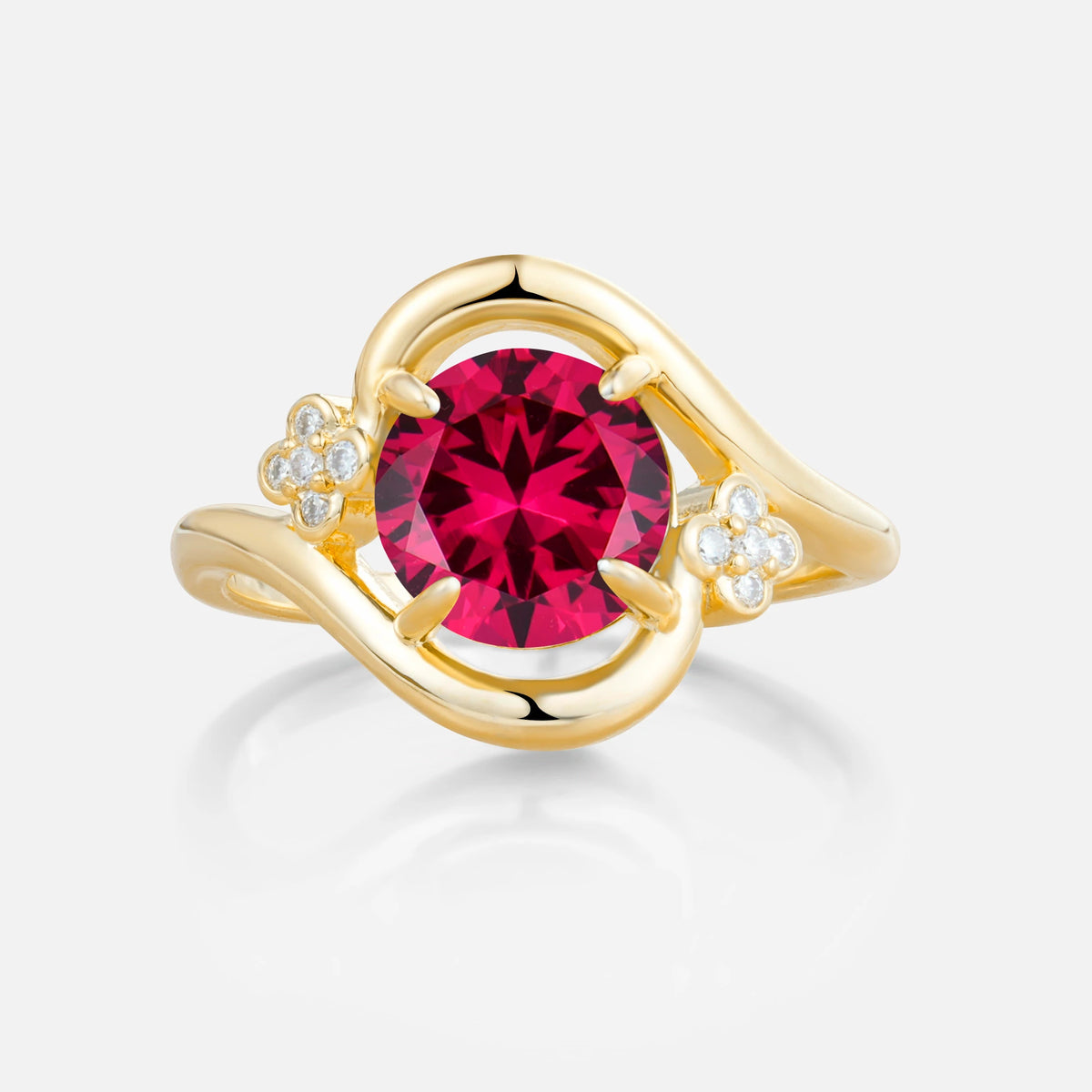 Luxurious And Creative Round Cut Ruby Engagement Ring