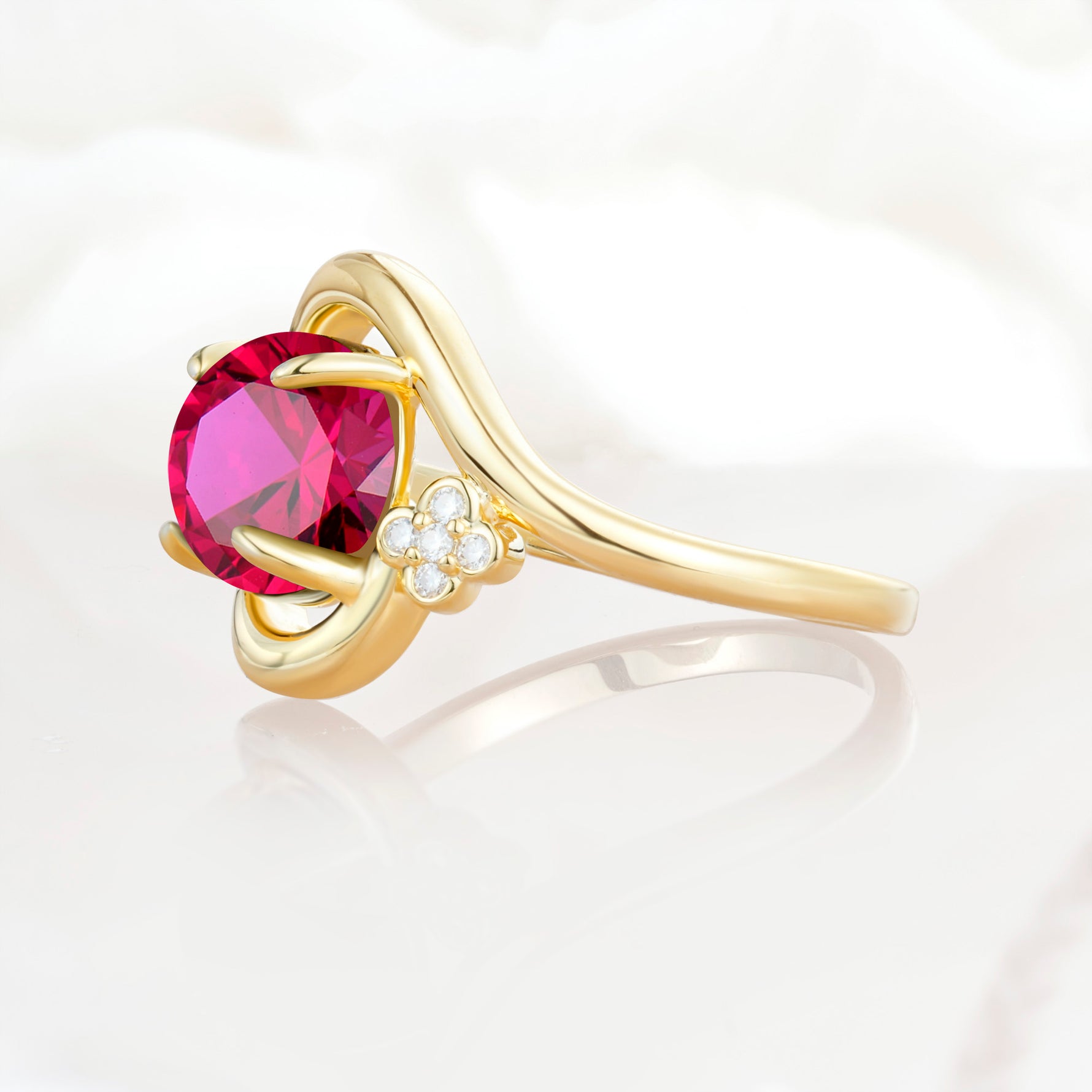 SR19482 Ruby Ring - White-Gold