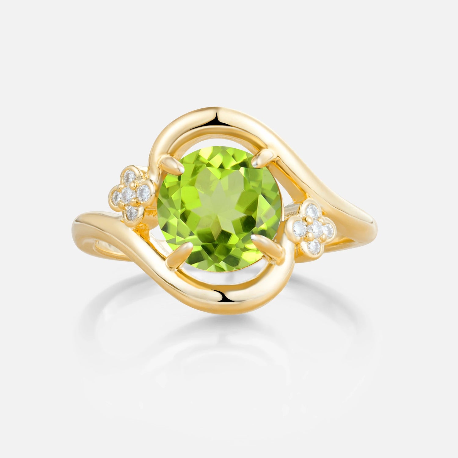 Classic Round Cut Peridot Engagement Ring