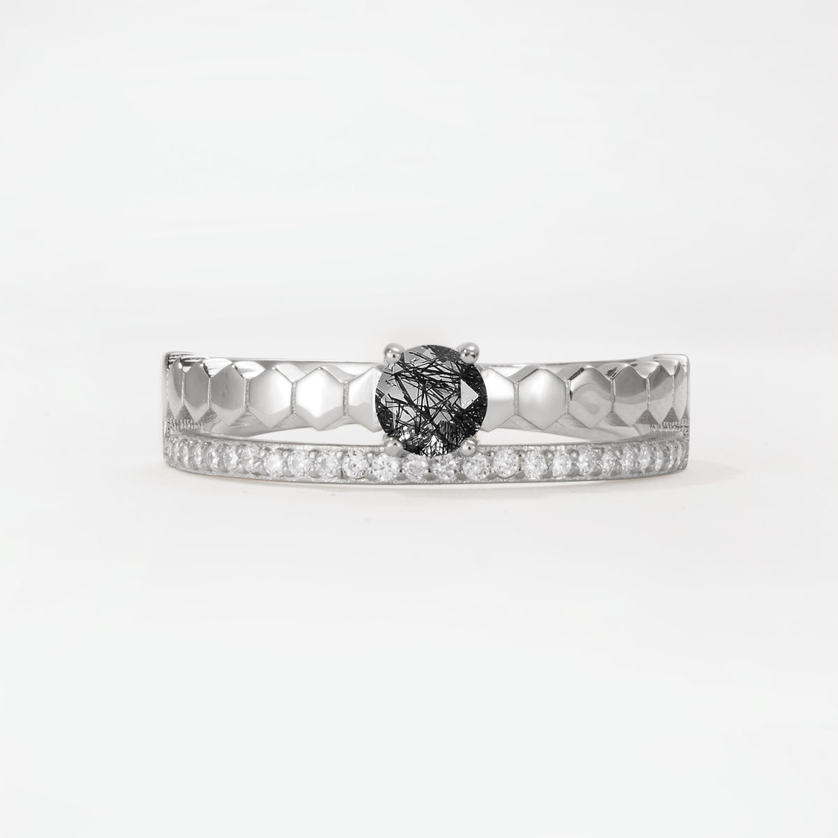 SR20086 Black Rutilated Quartz Ring - Additional view