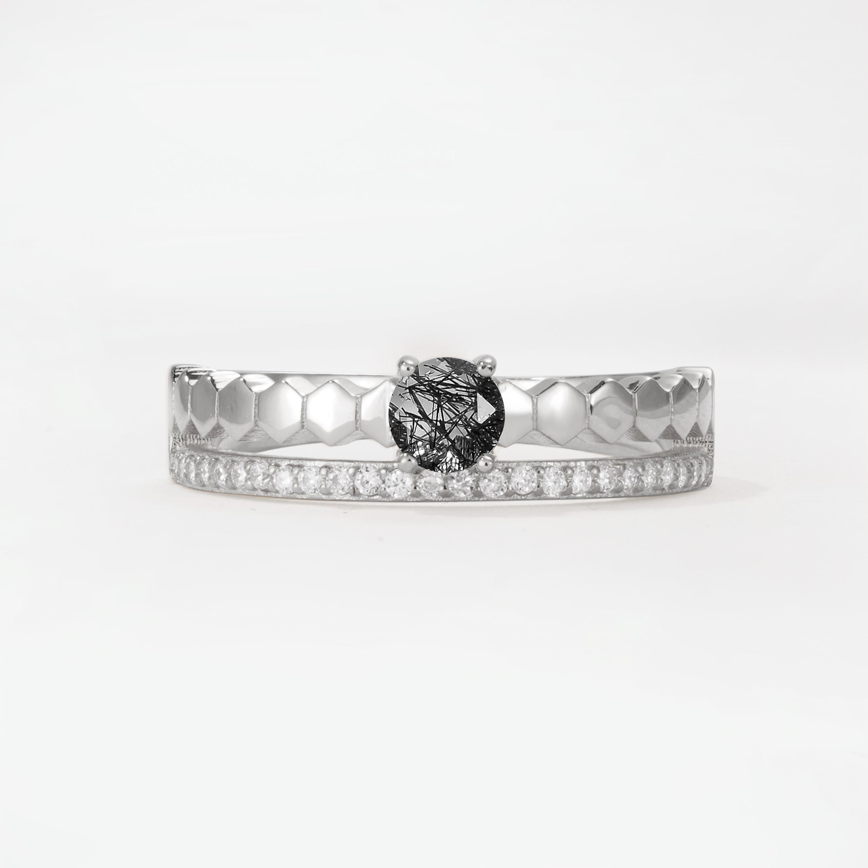 SR20086 Black Rutilated Quartz Ring - Additional view