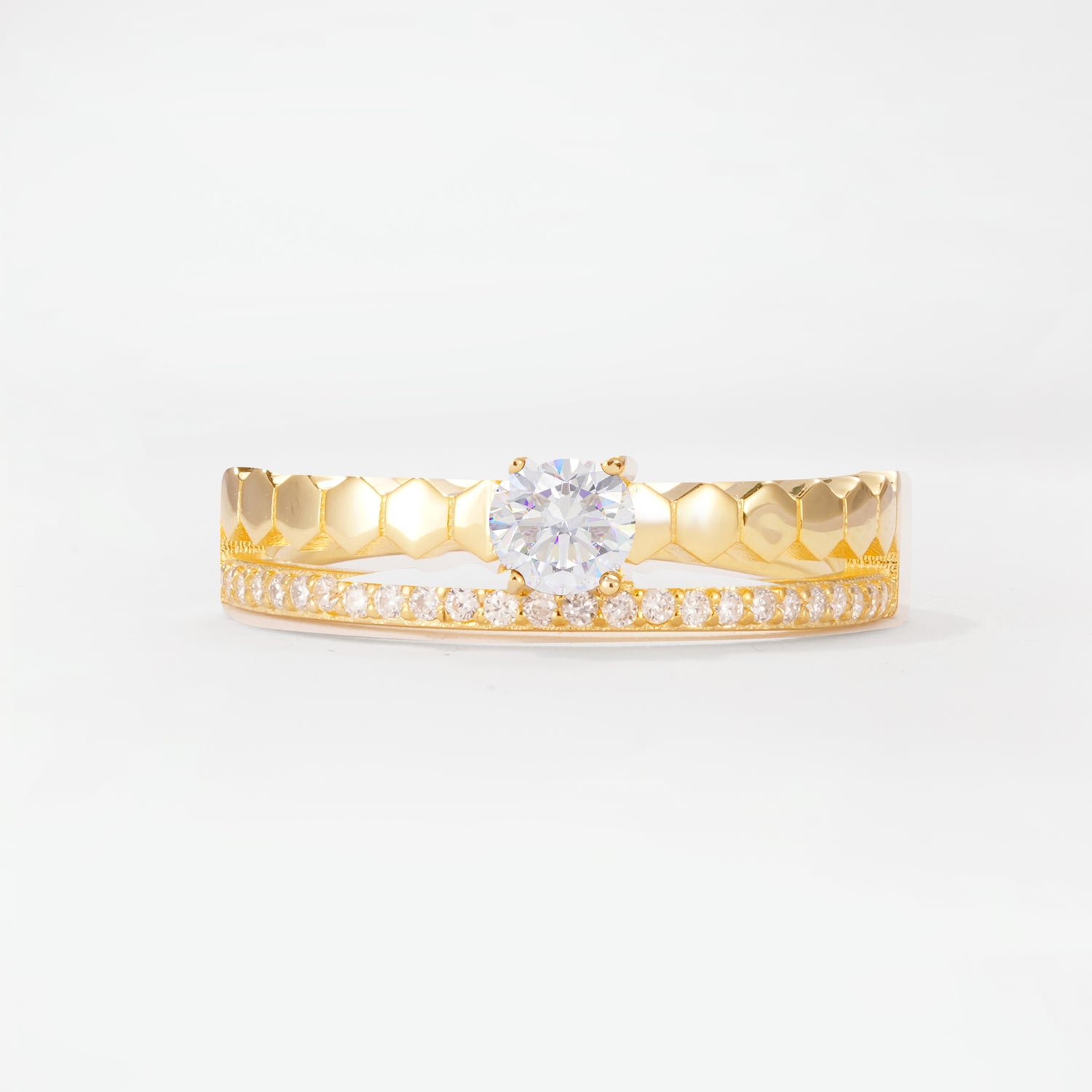 SR20086 Moissanite Ring - Yellow-Gold
