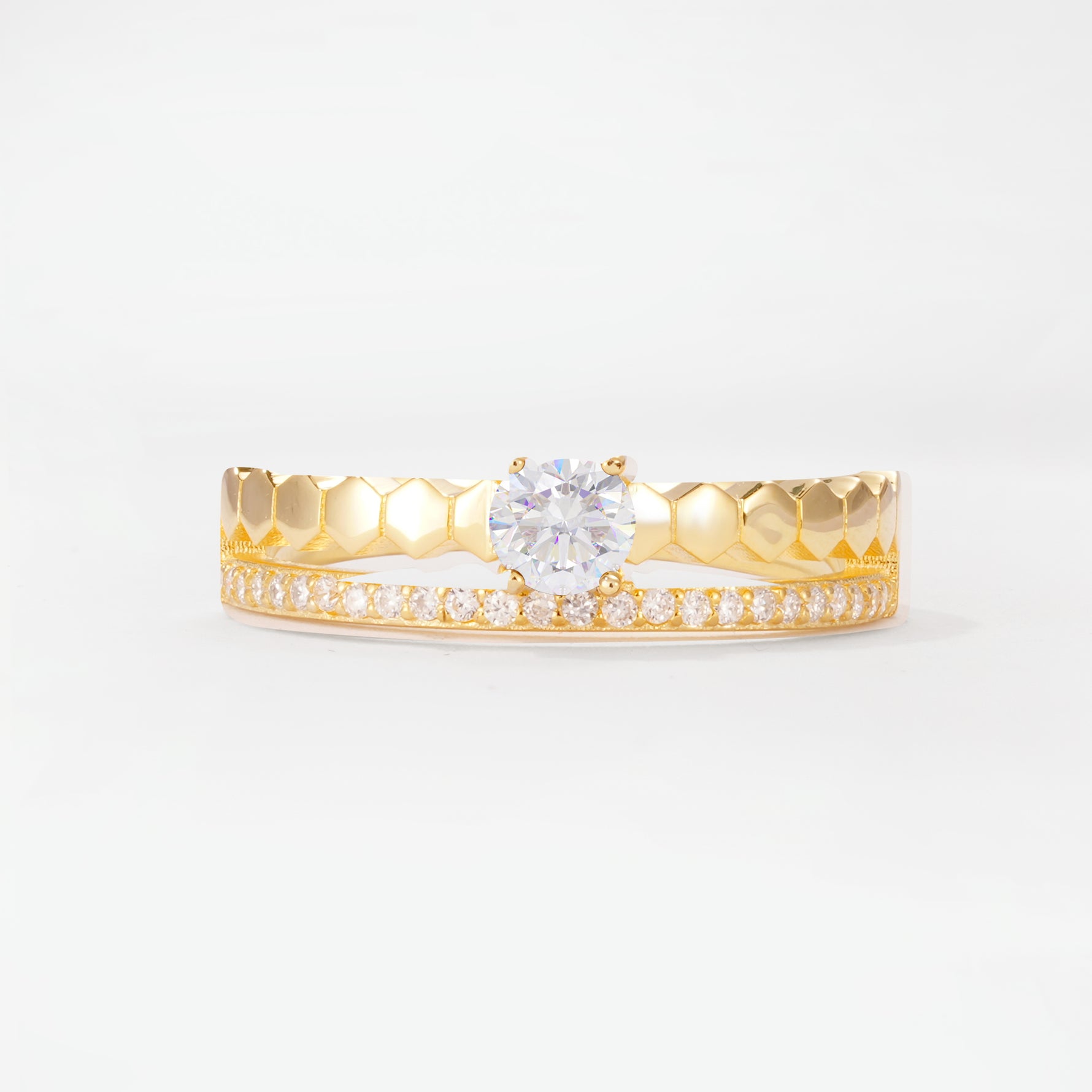 SR20086 Moissanite Ring - Yellow-Gold