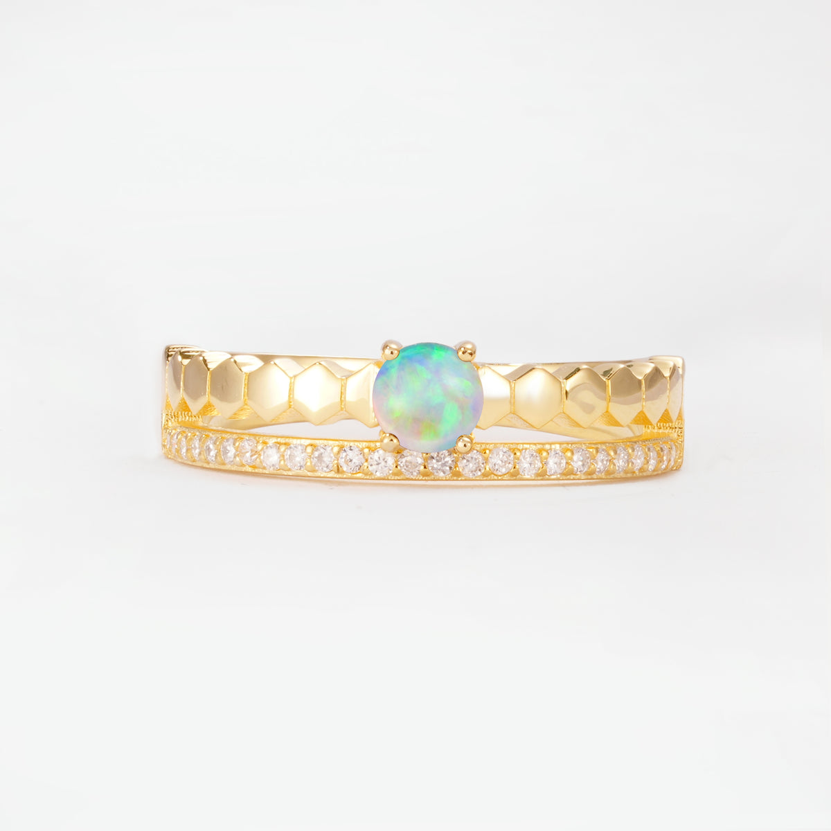 SR20086 Fire Opal Ring - Yellow-Gold