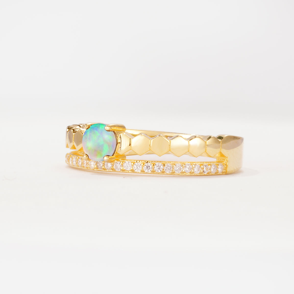 SR20086 Fire Opal Ring - White-Gold