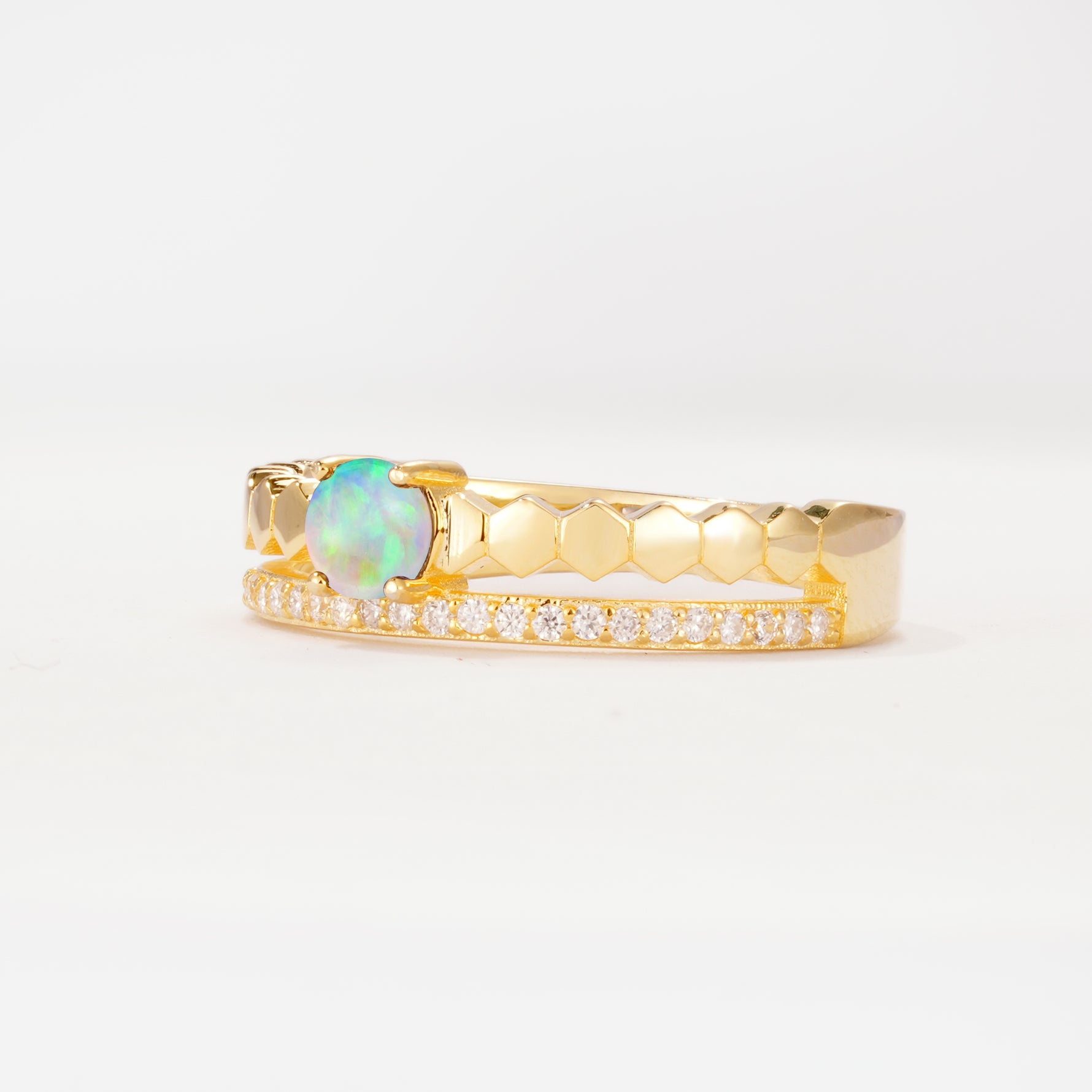 SR20086 Fire Opal Ring - White-Gold