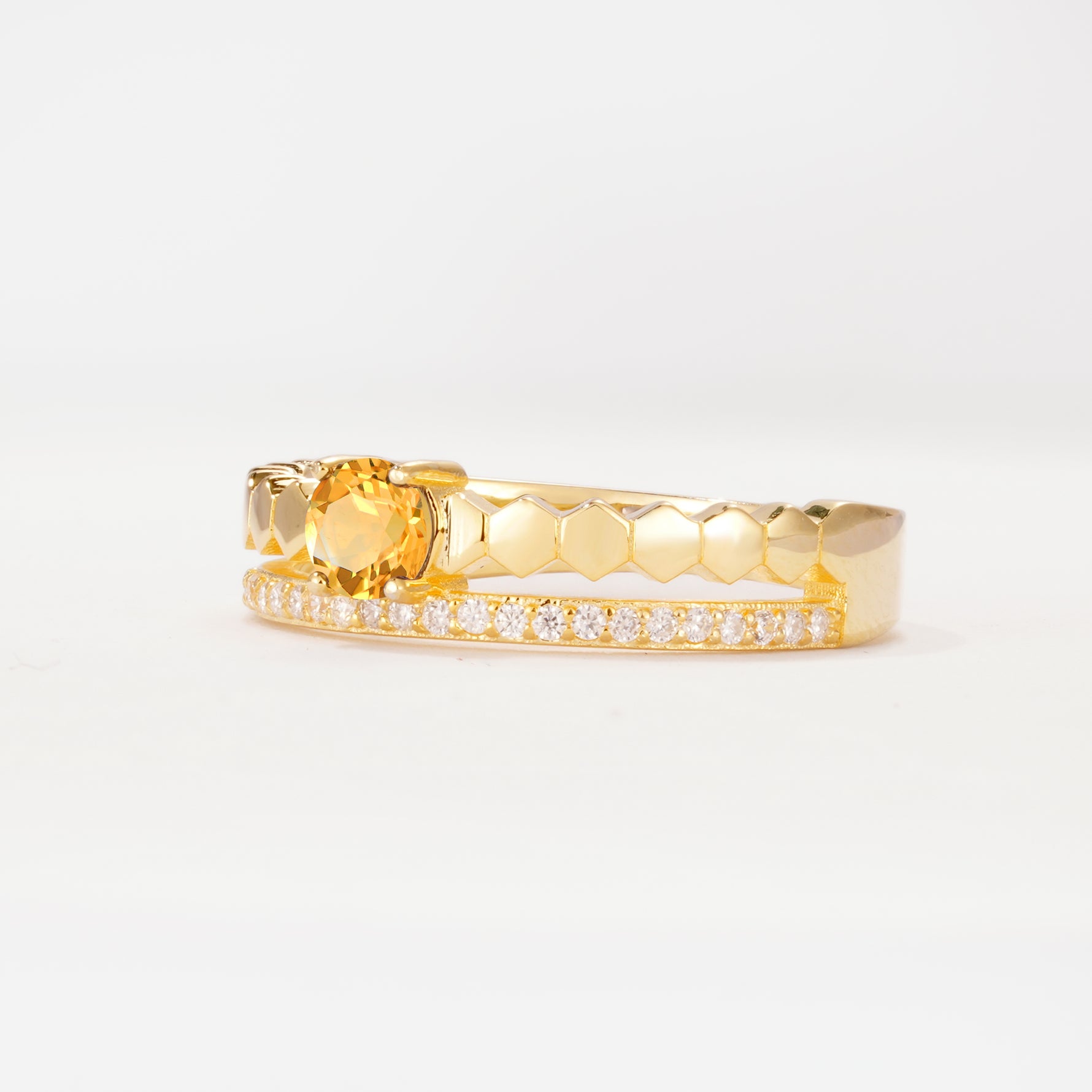 SR20086 Citrine Ring - White-Gold