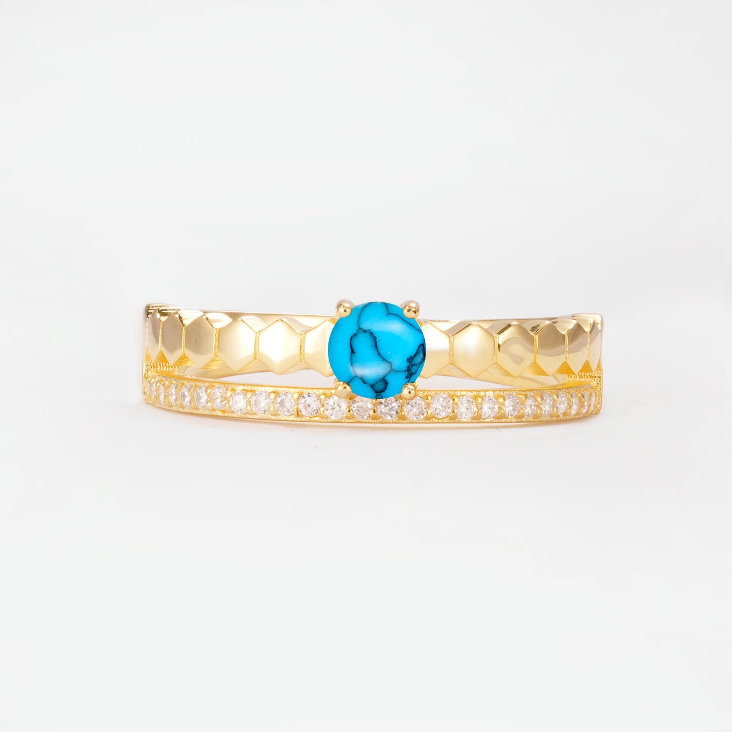 SR20086 Turquoise Ring - Yellow-Gold