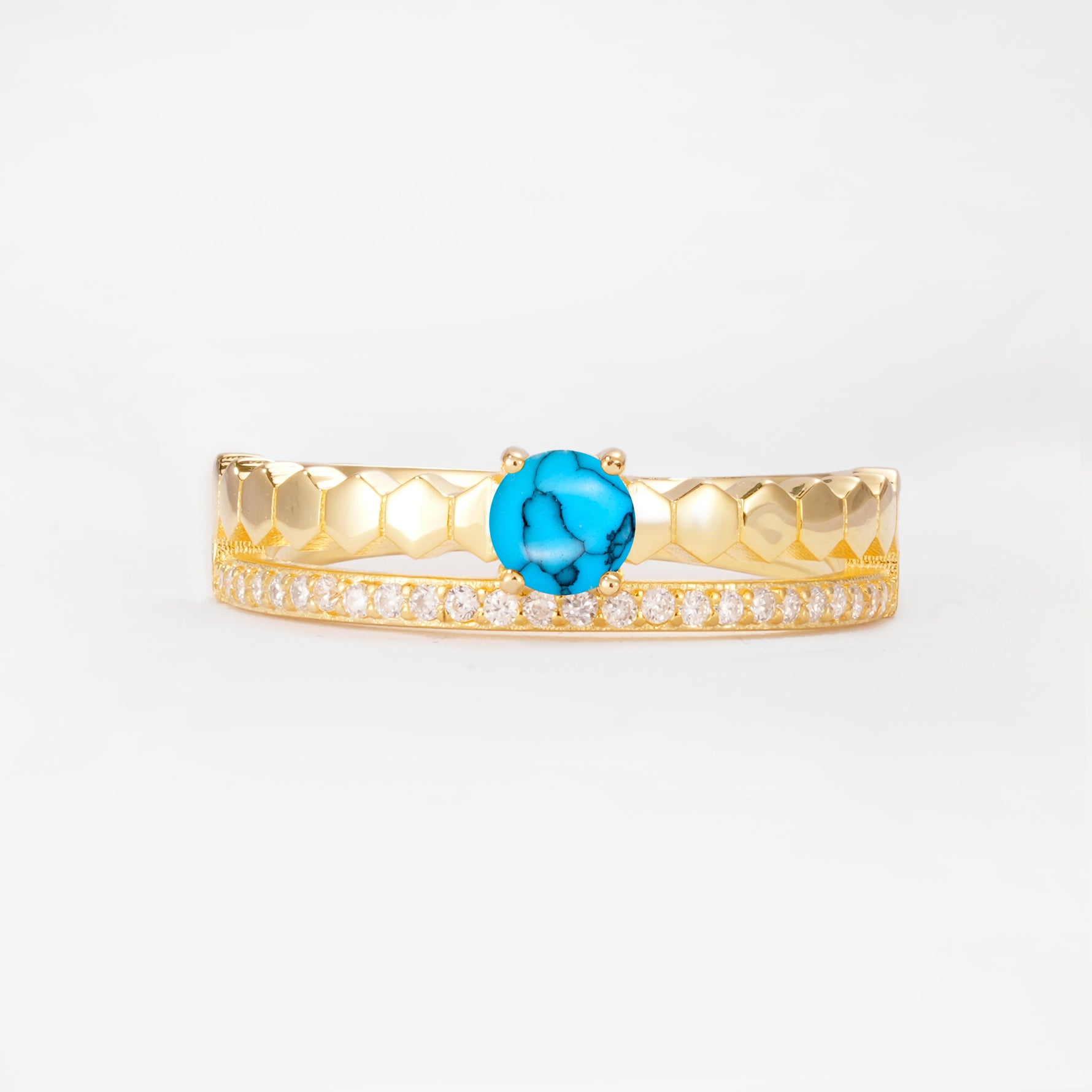 SR20086 Turquoise Ring - Yellow-Gold