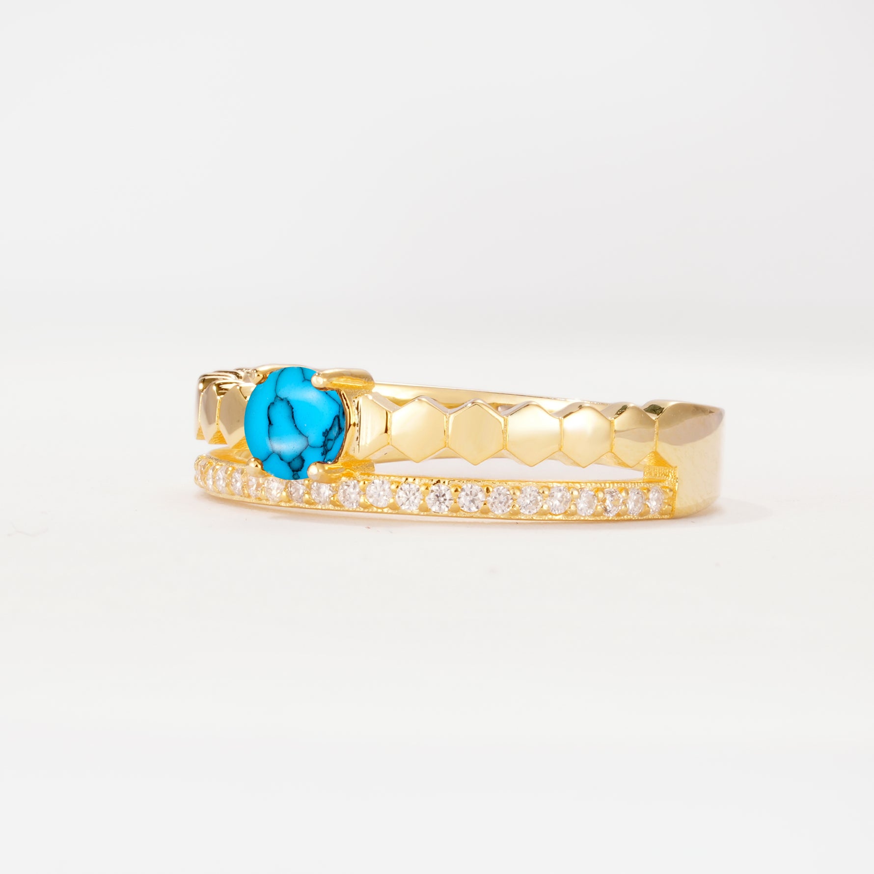 SR20086 Turquoise Ring - White-Gold
