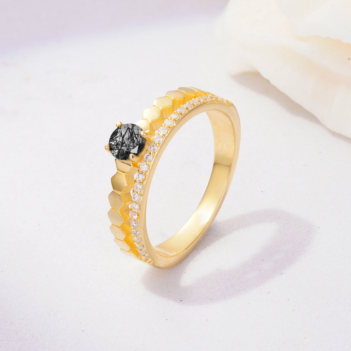 SR20086 Black Rutilated Quartz Ring - Additional view