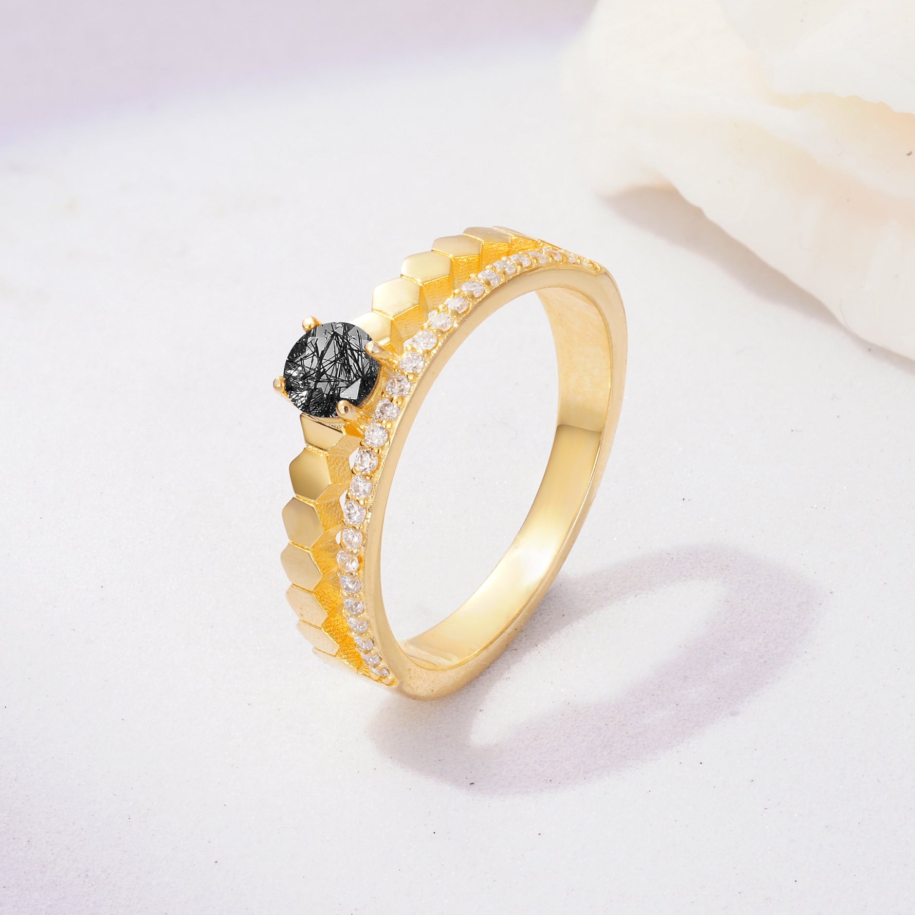 SR20086 Black Rutilated Quartz Ring - Additional view
