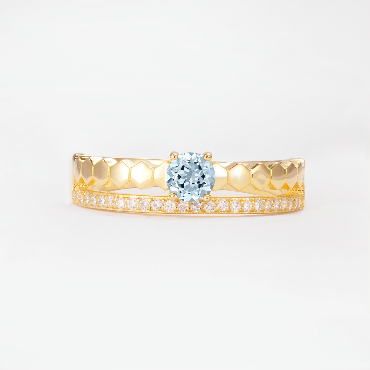 SR20086 Aquamarine Ring - Yellow-Gold