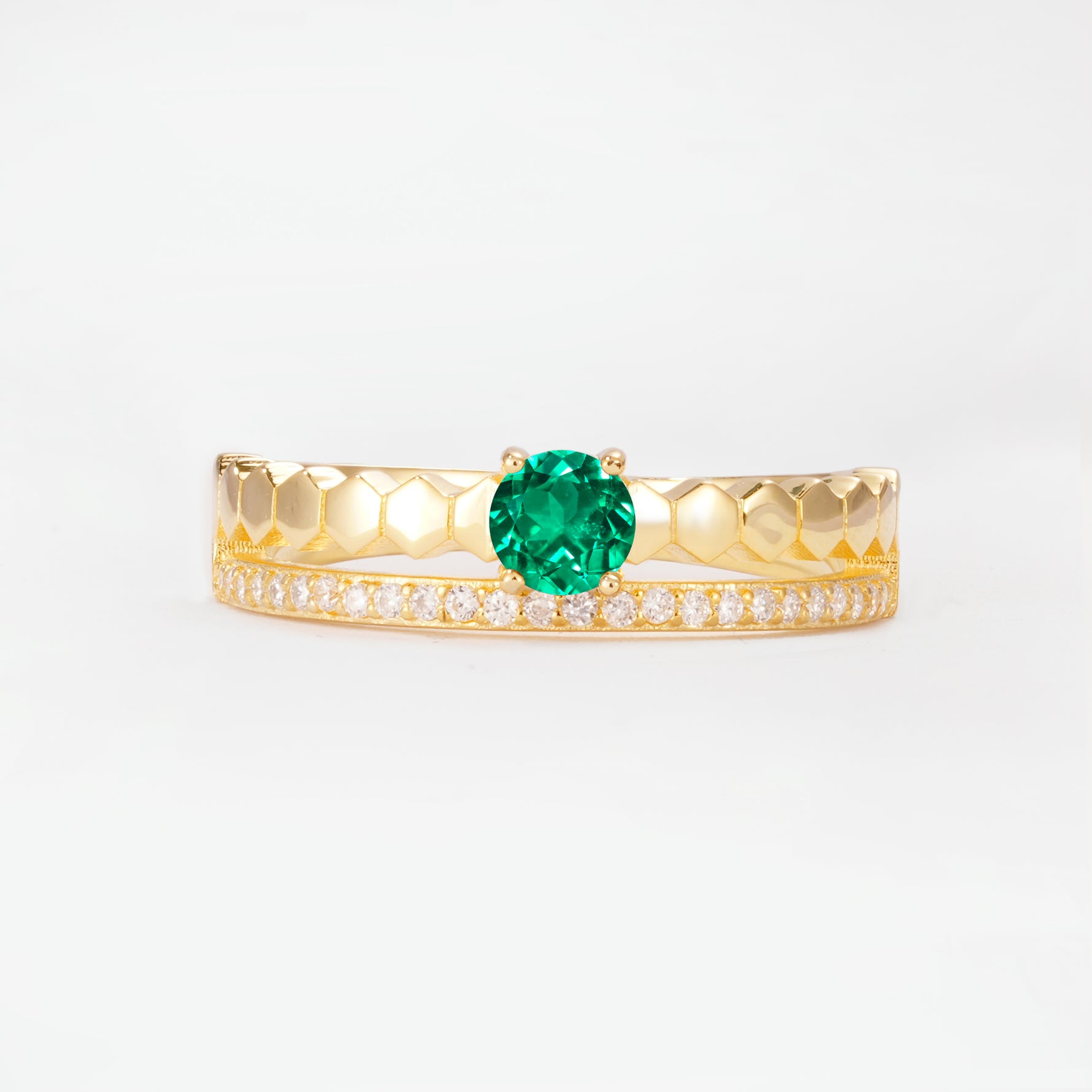 SR20086 Emerald Ring - Yellow-Gold