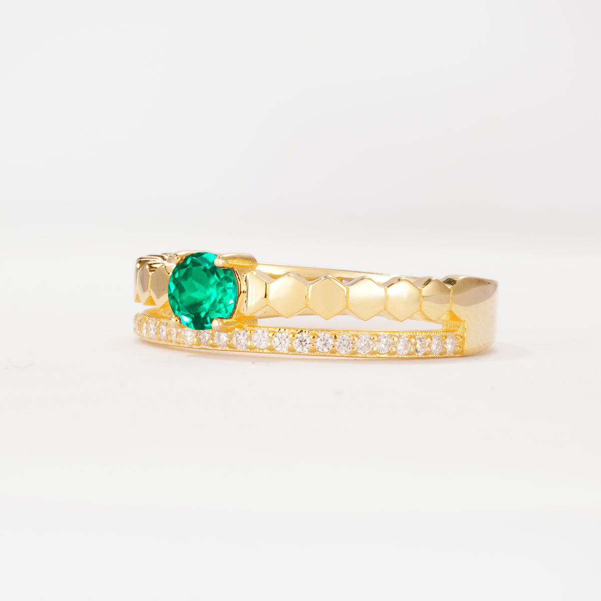 SR20086 Emerald Ring - White-Gold