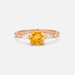 Round Cabochon Citrine Engagement Ring with Marquise Side Stones - Additional view