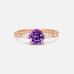 Round Cabochon Amethyst Engagement Ring with Marquise Side Stones - Additional view
