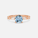 Round Cabochon Aquamarine Engagement Ring with Marquise Side Stones - Additional view