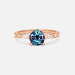 Round Cabochon Alexandrite Engagement Ring with Marquise Side Stones - Additional view