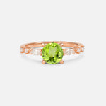 Round Cabochon Peridot Engagement Ring with Marquise Side Stones - Additional view