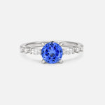 Round Cabochon Sapphire Engagement Ring with Marquise Side Stones - Additional view