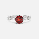 Round Cabochon Garnet Engagement Ring with Marquise Side Stones - Additional view