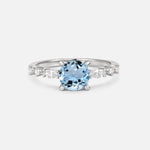 Round Cabochon Aquamarine Engagement Ring with Marquise Side Stones - Additional view