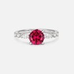 Round Cabochon Ruby Engagement Ring with Marquise Side Stones - Additional view