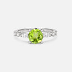 Round Cabochon Peridot Engagement Ring with Marquise Side Stones - Additional view