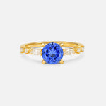 Round Cabochon Sapphire Engagement Ring with Marquise Side Stones - Additional view