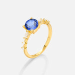 Round Cabochon Sapphire Engagement Ring with Marquise Side Stones - Additional view