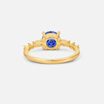 Round Cabochon Sapphire Engagement Ring with Marquise Side Stones - Additional view