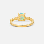Round Cabochon Fire Opal Engagement Ring with Marquise Side Stones - Additional view