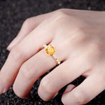 Round Cabochon Citrine Engagement Ring with Marquise Side Stones - Additional view