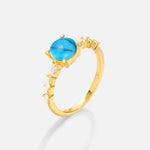 Round Cabochon Turquoise Engagement Ring with Marquise Side Stones - Additional view