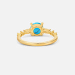 Round Cabochon Turquoise Engagement Ring with Marquise Side Stones - Additional view
