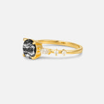 Round Cabochon Black Rutilated Quartz Engagement Ring with Marquise Side Stones - Additional view